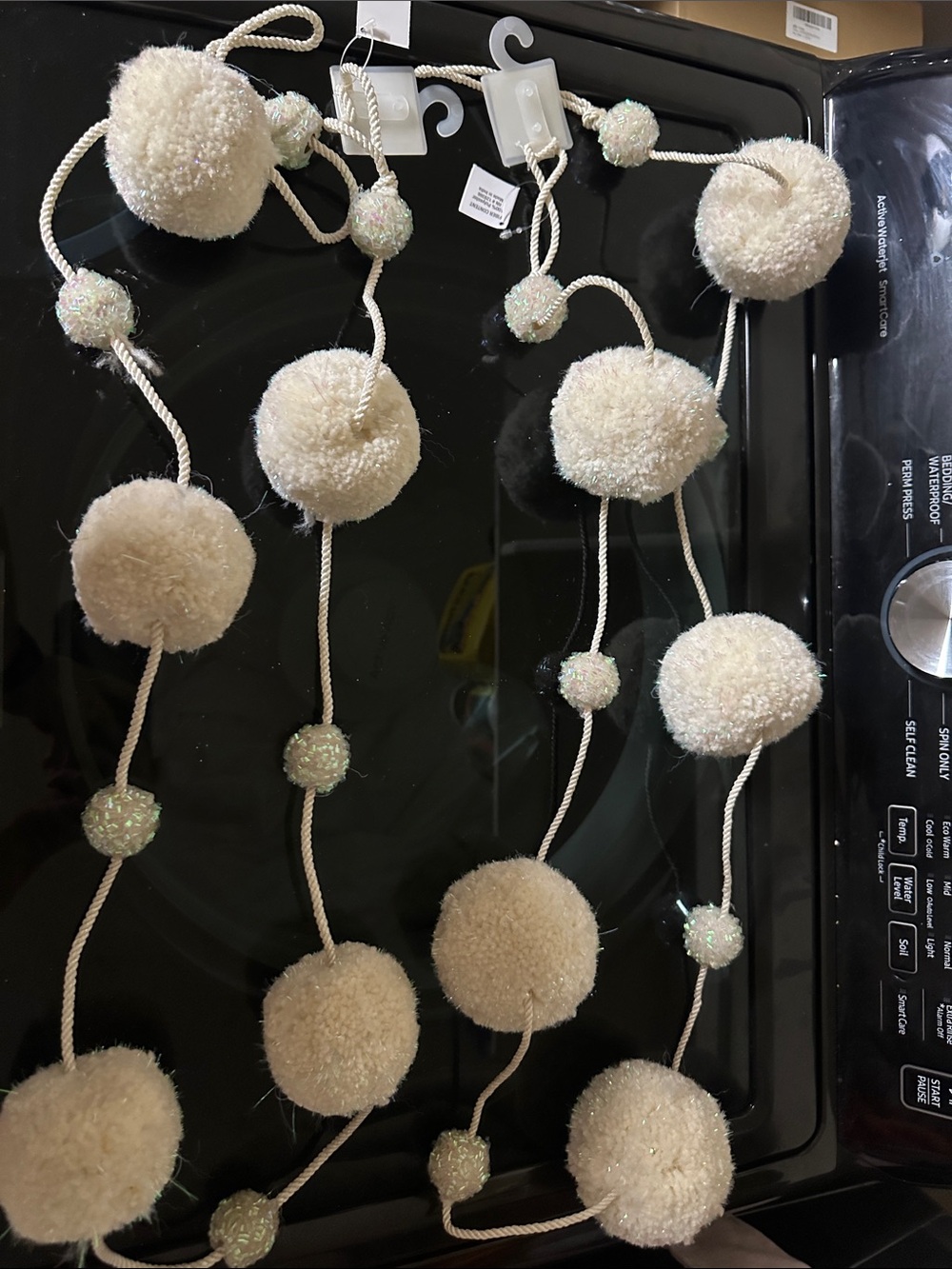Hobby Lobby Cream Pom Pom Garland with Sparkle Accents